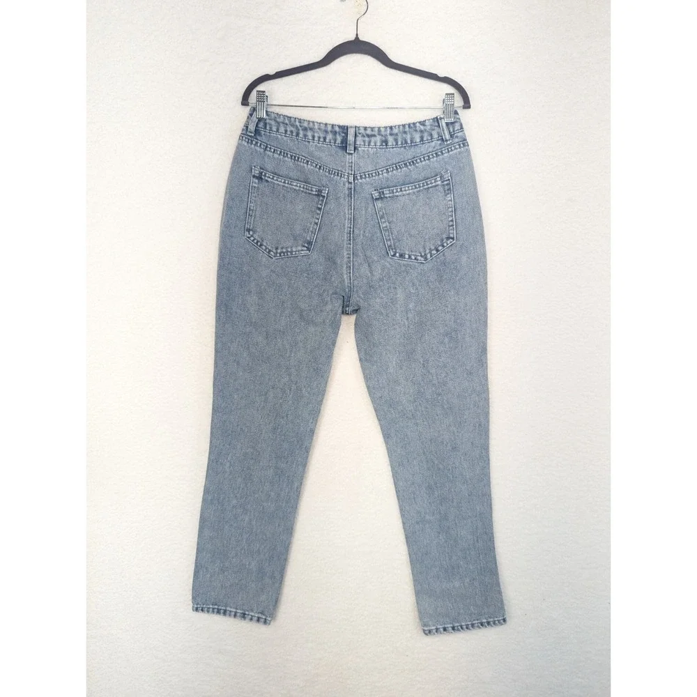 Women's Refuge‎ Denim Boyfriend Mid Rise Distressed Jean Marled Blue 9